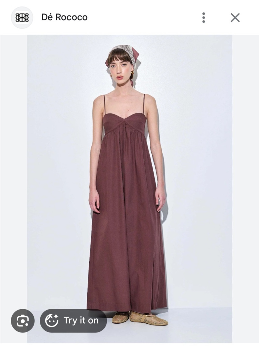 NWT De Rococo maroon poplin maxi dress